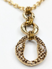 VTG Landau Champagne Rhinestone Gold Tone Triple Y-Drop Pendant Necklace 24″