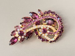 Vintage Verified JULIANA Purple Stripe Parure Set, Bracelet, Brooch & Earrings