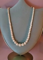 Vintage Hand Carved Rose Bovine Bone Necklace 19″