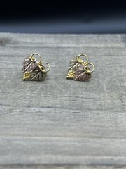 Black Hills 12k Tricolor Gold Grape Leave Earrings