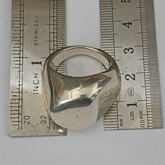 Chunky Sculptural Sterling Silver Ring Modernist Asymmetrical Puffy Bold 925 VTG