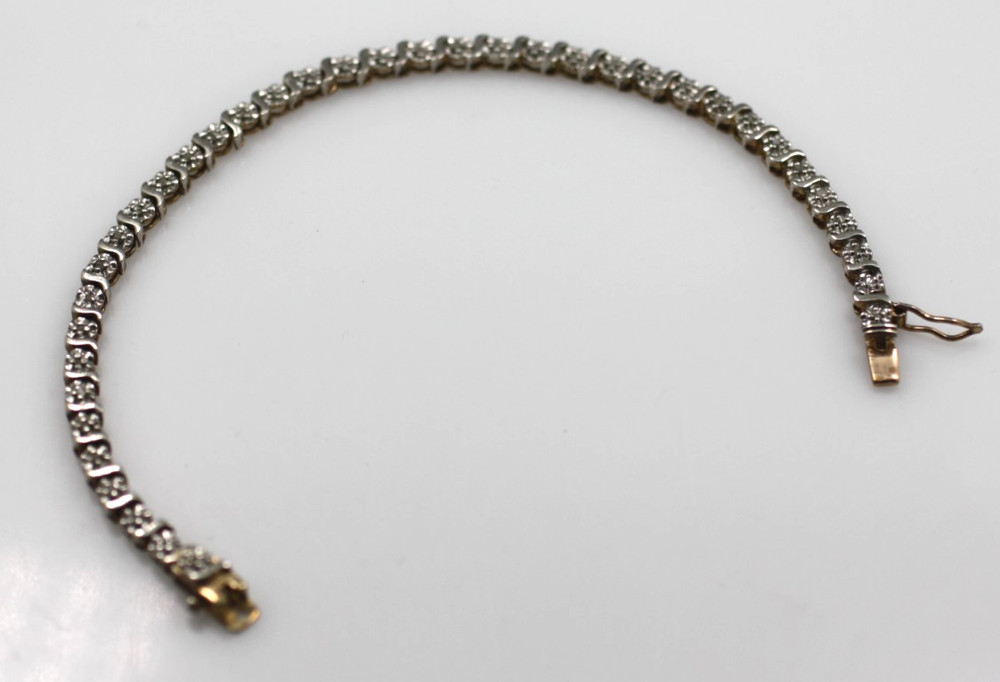 Vintage IBB Diamond Tennis Sterling Silver 925 chain bracelet 7 1/2″