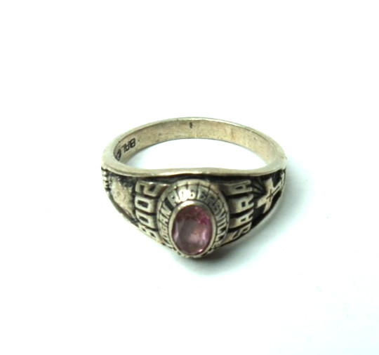 2008 WOMENS SARA ROGERSVILLE HIGH SCHOOL CLASS SILVER TONE RED STONE RING SZ 8