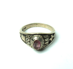 2008 WOMENS SARA ROGERSVILLE HIGH SCHOOL CLASS SILVER TONE RED STONE RING SZ 8