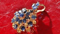 14k yellow gold pendant 4.00ct ceylon sapphire charm handmade 1920s antique 3.2g