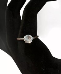 Vintage Vanderbilt Jewel 1 Ct Solitaire CZ Ring Size 8 Mid-Century 1940s 1950s