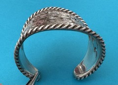RARE Vintage 925 Sterling Silver Horse Brand Open Filigree Tapered Cuff Bracelet