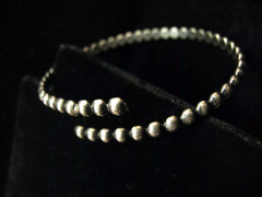 Vintage Beaded STERLING? BRACELET Gothic Hippie Boho Mexican-style .. H1113