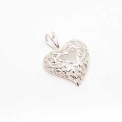 925 Sterling Silver Vintage Ornate Open Heart Slide Pendant