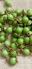 Vintage 1970s Apple Green Jade Glass Station Sautoir Rope Necklace Seamless 54”