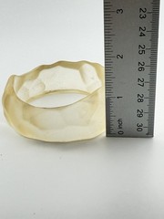 Vintage Lucite Pale Yellow Faceted Bangle Bracelet Pinhole Bubbles 7.5”x1” 41.4g