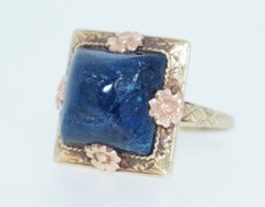 Art Deco 14K Rose and Yellow Gold Lapis Ring