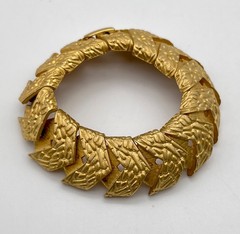 Vtg Brutalist Style Bracelet Matte Gold Tone Metal Links 6.75 in long 1960s-70s