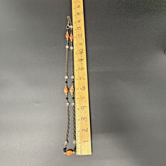 Vintage Estate 26-28″ Bronze Toned Orange & Clear Beaded Chain Station Necklace