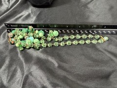 Stunning Vintage Green Bauble Faceted Czech Glass Necklace 16”