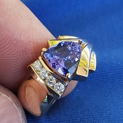 Original EARTH MINED TANZANITE DIAMOND Engagement Ring 14K GOLD Design Solitaire