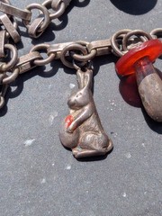 Vintage Austrian 900 Silver Glücksbringer 1939 Lucky Charm Bracelet Coral Pig 7″