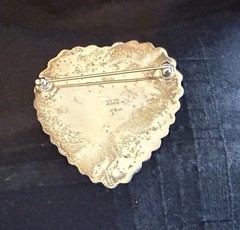 Chic Vintage 925 Sterling Silver CII Mexico Beaded Puffy Heart Brooch Old Pawn