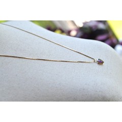 Vintage 14K Italian Solid Gold Amethyst Heart Necklace, Long 24.5″ Heirloom