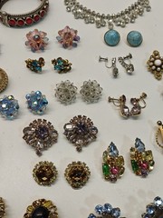 Vintage Rhinestone & Other Jewelry Lot Bracelets, Earring, Necklaces Etc.