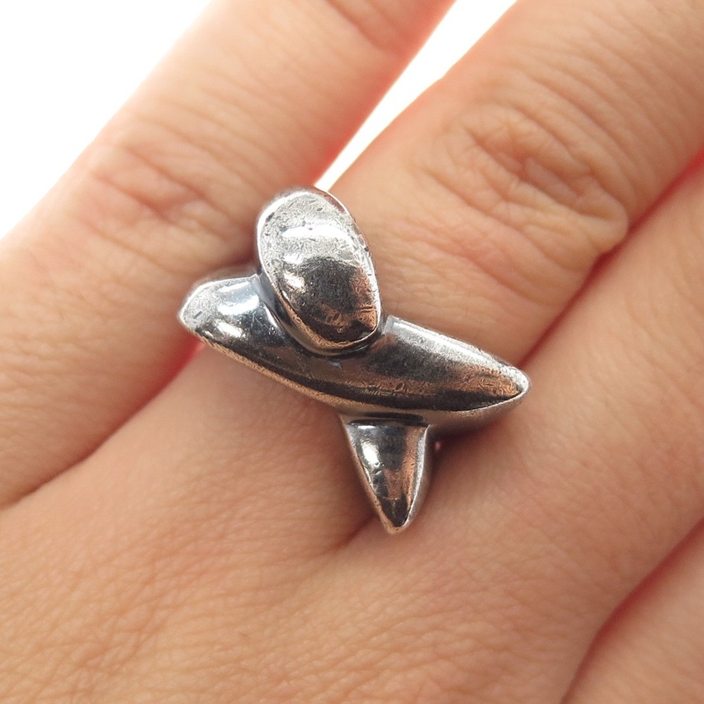 N&D ONDERDONK 925 Sterling Silver Vintage Modernist X Oxidized Ring Size 6.75