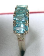 Vintage Ladies Sterling & 5 Blue Topaz Ring size 7 Signed C N A