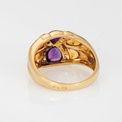 80s Portuguese Ring Amethyst Citrine Diamond 19k Yellow Gold Sz 6.5 Fine Jewelry