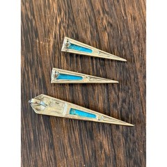Art Deco–Style Blue Stone & Marcasite Matching Set Pendant Earrings