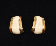 ERWIN PEARL Creamy ENAMEL and GOLDTONE Articulated LINK Necklace Bracelet ER SET