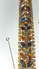 Vintage Juliana Aurora Borealis Goldtone Topaz Amber Bracelet & Earrings Set