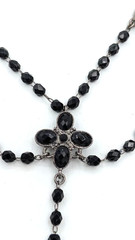 Vintage Style Black Beaded Necklace Gothic Victorian Drop Acrylic Statement