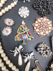 Vtg Costume Jewelry Lot Rhinetones Signed & Unsigned WEISS, JULIANA? Etc