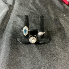 3 Vintage Silver Toned Rings. Sz 7.5 Two Cluster One Art Deco Style
