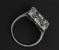 Art Deco Style 3.3Ct Lab Created Diamond Vintage Halo 14K White Gold Finish Ring
