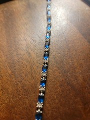 Avon Vintage Tennis Bracelet Silver Tone With Blue Stones