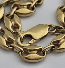 14K Yellow Gold Mariner Anchor Link Charm Bracelet Italy 6 3/4 inch Italian