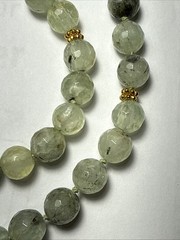 Necklace Green Prehnite Gold Vermeil Clasp Spacer Beads 24” 10mm Faceted Beads