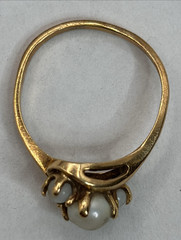 Vintage 10K Gold and Three-Stone Opal Bypass Ring