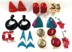 Vintage Stud Earrings Pierced Ear Post Back 1980s Retro Fashion Lot of 10