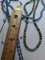 Vintage Blue Necklace Lot Dainty Mixed Beads Glass Stone Plastic Layering