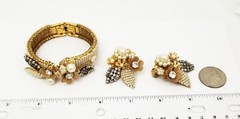 Unsigned Faux Pearl Bracelet Earrings Set Hagler St Gielar Demario Haskell Era