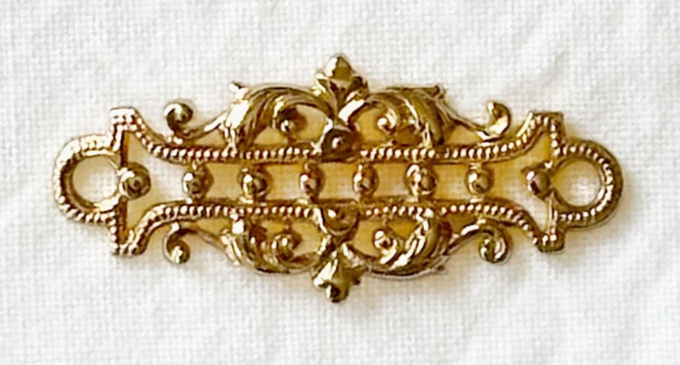Jewelry Stamping – French raw brass connector w/14K gold plate – 8 pcs.