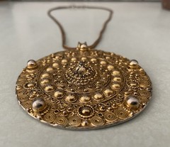 Yves Saint Laurent Vintage Medallion necklace Aztec Style Gilt *YSL Mark* Rare!