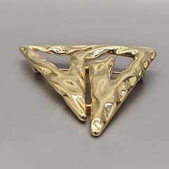 Vintage Torino Brooch Abstract Triangular Brutalist Gold Tone 2″