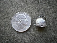 Biarritz Cow Bell Nice Tinkle Vintage Silvertone Bracelet Charm Pendant 1.2g