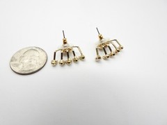 Clear AB Rhinestone Gold Tone Metal Spray Pierced Earrings Vintage