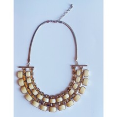 Vintage Gold Metal & Ivory Plastic Cleopatra Egyptian Revival Statement Necklace