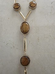 Vintage Chico’s Signed Animal Print Calf Hair Pendant Long Statement Necklace