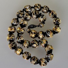 ANTIQUE MURANO VENETIAN BEAD NECKLACE WEDDING CAKE LAMPWORK C.1890