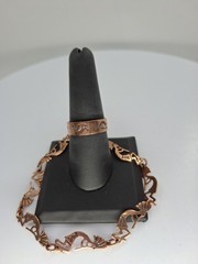 Vintage N.A. Kachina Dancer (Kokopelli) Solid Copper Link Bracelet & Ring Set